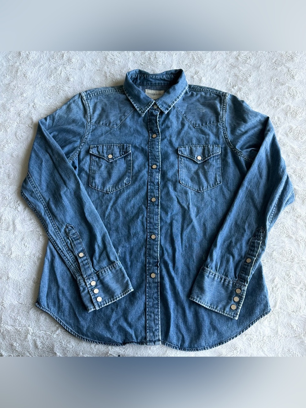 Ralph Lauren Denim & Supply Shirt Blouse Womens Large Blue Western Collared Yoke